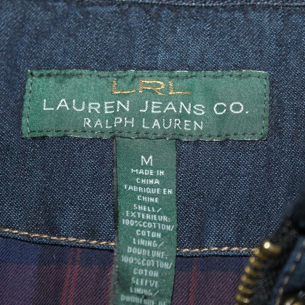 Lauren Ralph Lauren Quilted Denim Barn Jacket Corduroy Trim Collar Medium HW9832 - Picture 6 of 12